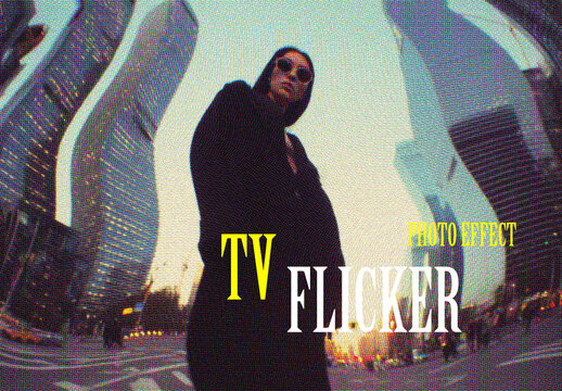 TV Flicker Photo Effect Mockup