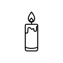 Simple Candle and Flame Line Art