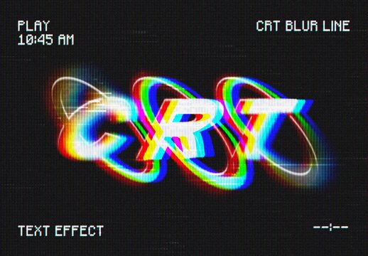 Neon CRT Blurry Text Effect Mockup