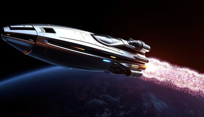 A powerful space shuttle launch transports a vessel across the sea of stars with incredible speed