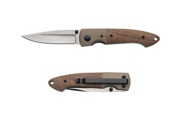 Modern Folding Pocket Knife Wood Handle