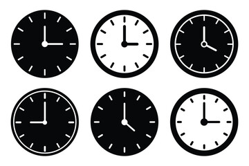 clock face 12 vector art icon set