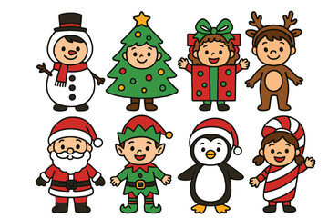 Fototapeta premium Adorable cartoon christmas characters ready for holiday celebrations