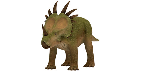 Realistic triceratops dinosaur illustration.