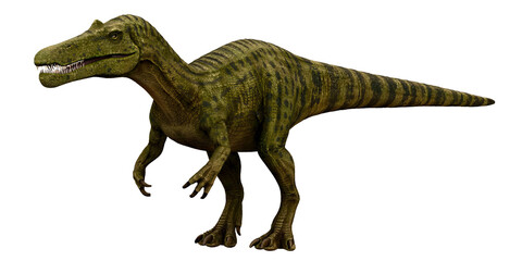 Green dinosaur with textured scales on white background.