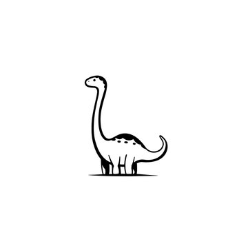 Maiasaura. Maiasaura simple black and white line art vector logo