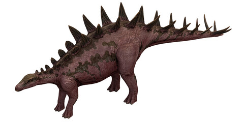 Detailed 3D rendering of a stegosaurus dinosaur.