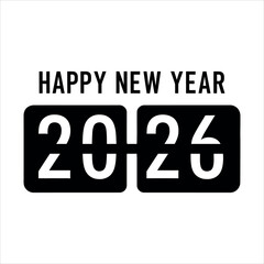 Happy new year 2026 message with flip clock for holiday celebration