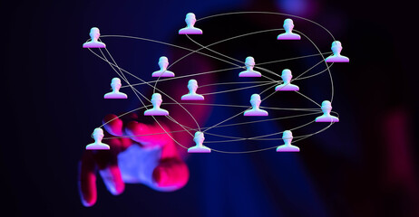 Visualize connection, communication and the digital age. This abstract image depicts a network of...