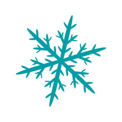 Naklejka premium Blue snowflake with intricate branching on a white background. Perfect for winter themed designs, Christmas cards, holiday decorations, and seasonal graphics.