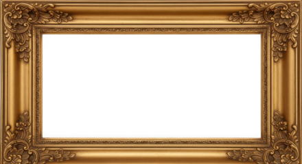 Frame ornate gold border with black rectangle for copy space