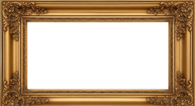 Frame ornate gold border with black rectangle for copy space