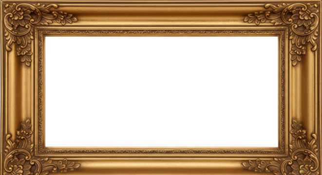 Frame ornate gold border with black rectangle for copy space