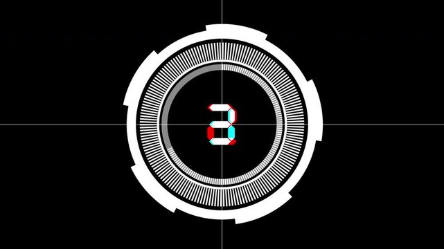 5 second - countdown timer digital futuristic interface clock suitable for film intros, video openers, game interfaces, or technology presentations