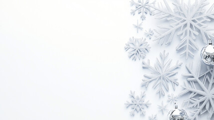 Elegant snowflakes and ornaments on a clean winter background
