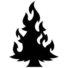 Burning Christmas Tree Solid Illustration