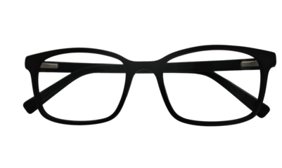 glasses with black frames on a transparent background