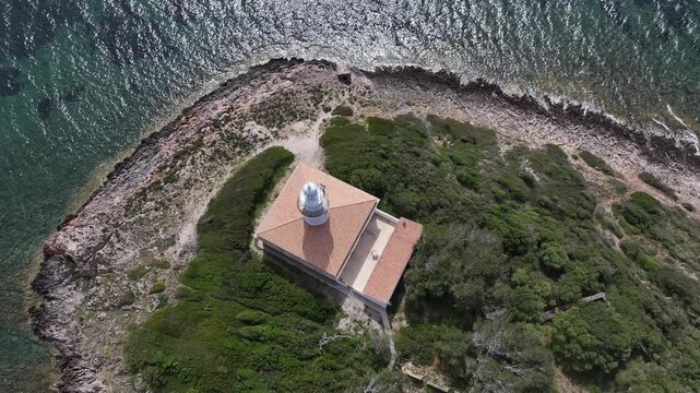 Faro del Islote de Alcanada en Alcudia, Mallorca, Islas Baleares
