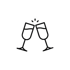 Champagne Flutes Clinking Toast Line Icon