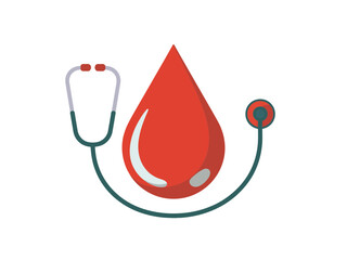 Illustration of a blood drop with a stethoscope