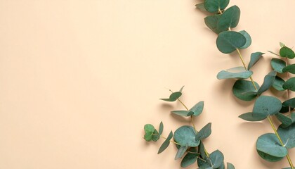 Teal Leaves on Peach: Serene Nature Flatlay