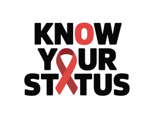Vector art of know your status with red ribbon for awareness day