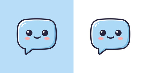 Cute Speech Bubble Character Logo Icon for Digital Communication and Chat Apps.