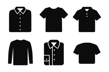 Naklejka premium Silhouette collection of shirt icons: t-shirts, polos, and long sleeves