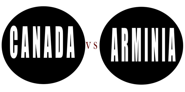 Canada Vs arminia circular name and the white background 