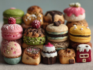 Collection of delicious colorful Christmas cookies