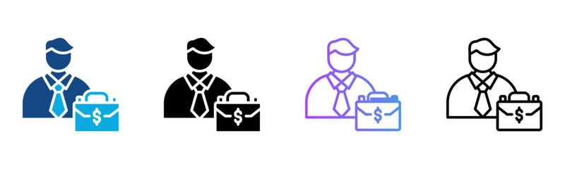 Employer Icon Multiple Style Vector Illustration
