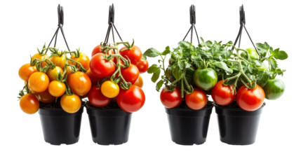 Varied Tomatoes on Stems Isolated on Transparent Background