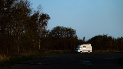 camping in the evening