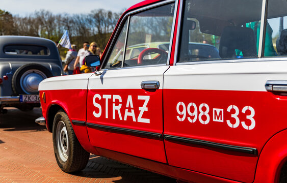 Old Polish fireman car on the street
