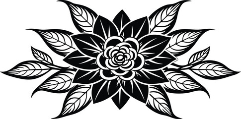 Flower Design Outline Vector – Elegant Floral Line Art, Minimalist Blossom Drawing, Botanical Outline Illustration for Coloring Pages, Tattoos, Patterns, and Decorative Design Projects