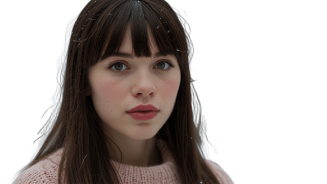 Winter Portrait of Young Woman on Transparent Background - Powered by Adobe