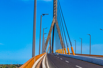 Tampico Bridge for cars that connects Tamaulipas and Veracruz on a sunny day
