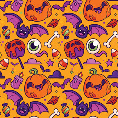 hand drawn pattern halloween season design vector illustration