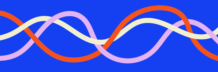 wavy lines background : Vibrant abstract design with wavy orange, pink, and white lines on a blue background. Modern, dynamic, and creative illustration perfect for graphic projects, textures, art	