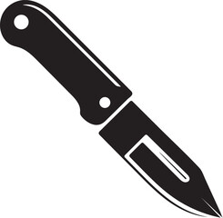 Black Silhouette of a Folding Pocket Knife on a White Background folding knife blade