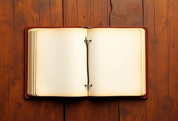 Open brown sketchbook, blank pages, rustic texture,  craft,  background