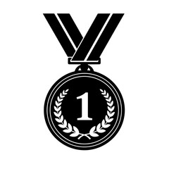 Gold medal with number one design and laurel wreath decoration  