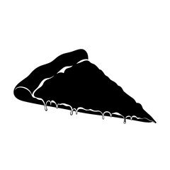 Pizza slice in black silhouette style  
