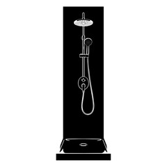 Modern showerhead with handheld shower and sleek design on black background  