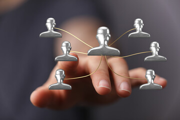 Visualize connection, teamwork, and communication with this image. Human network concept. Team...