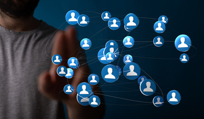 Abstract image of connection people with a network concept with digital connection with teamwork for connection