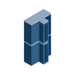 Isometric commercial and residential building. Modern architecture. Smart isometric building game assets. Business center building 3d render illustration with windows. Simple icon white colors. 