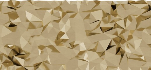 Geometric abstract background illustration. 3D rendered surface with triangles in soft beige and brown tones for modern design concepts. Perfect