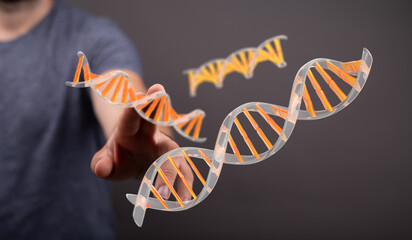 High-quality image of DNA strands, perfect for science, medicine, and technology concepts.  Ideal...