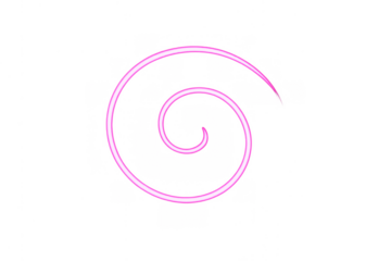 Pink neon spiral light effect on transparent background glowing abstract swirl line creating vortex design